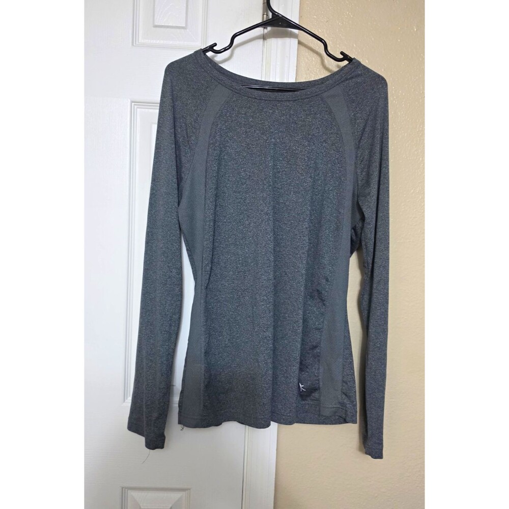 Danskin Now Women's Plus 2XL Heather Gray Stretch Knit Long Sleeve Tee